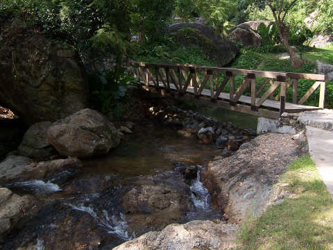 มีสะพานทอดข้ามลำธารเล็กๆ